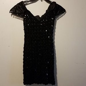 Black off the shoulder Sequin Dress